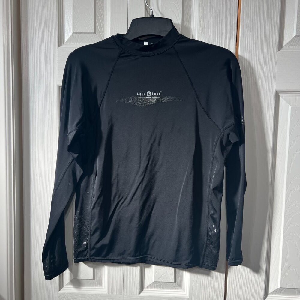 Aqua Lung Men M Beach Sun Surf Shirt UPF 50 Long Sleeve Rash Guard Nylon Spandex